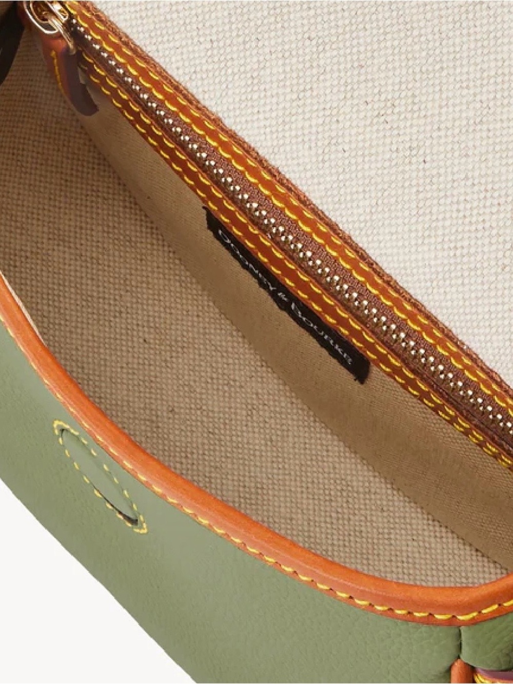 Dooney & Bourke Compact Olive Crossbody with Tan Trim - Picture 3 of 8